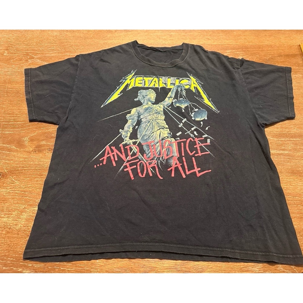 Vintage Metallica Shirt Mens Large Black And Justice For All Hanes Heavy 2007